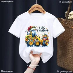 Camiseta infantil excavadora navideña en acuarela
