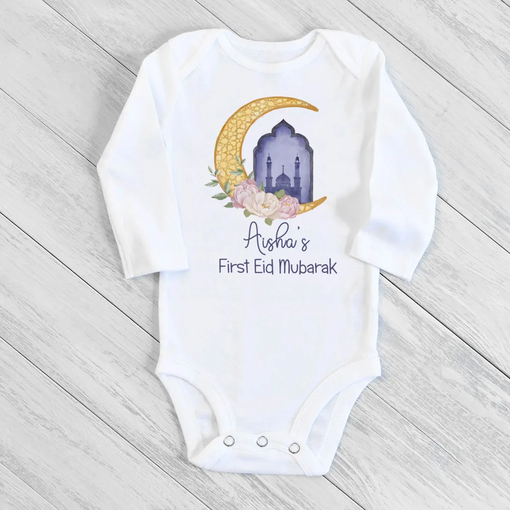 Body para bebé Eid Ramadán – Nombre personalizado, pelele manga larga recién nacido - imagen 4