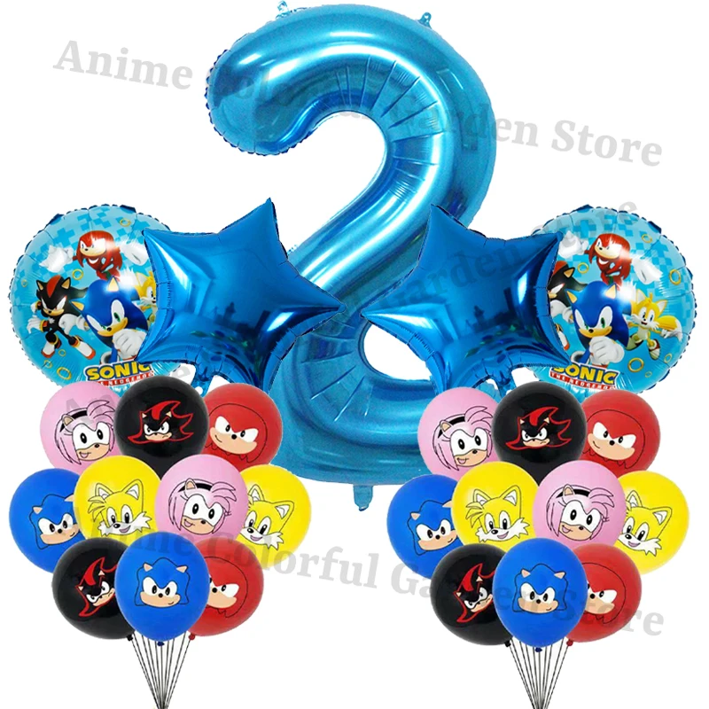 Globos Sonic con números para cumpleaños infantil de niños y niñas - imagen 5