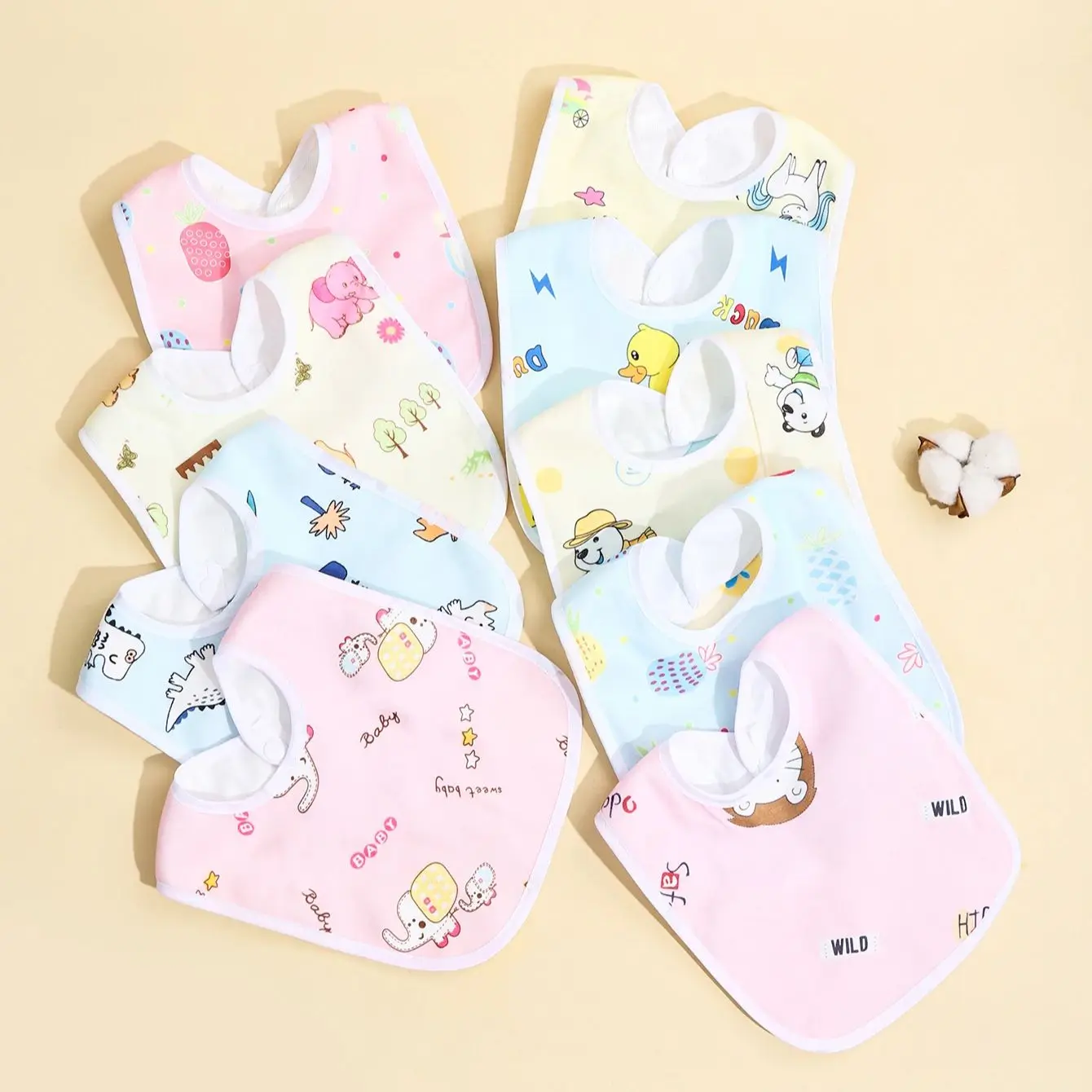 Baberos impermeables de algodón para bebé – protección en comidas - imagen 4