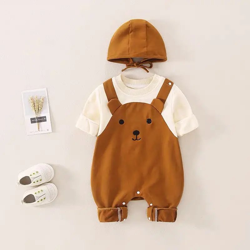 Pelele bebé en algodón con gorro y estampado de dibujos infantiles - imagen 3