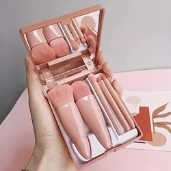 Kit de mini brochas maquillaje infantiles con estuche y espejo