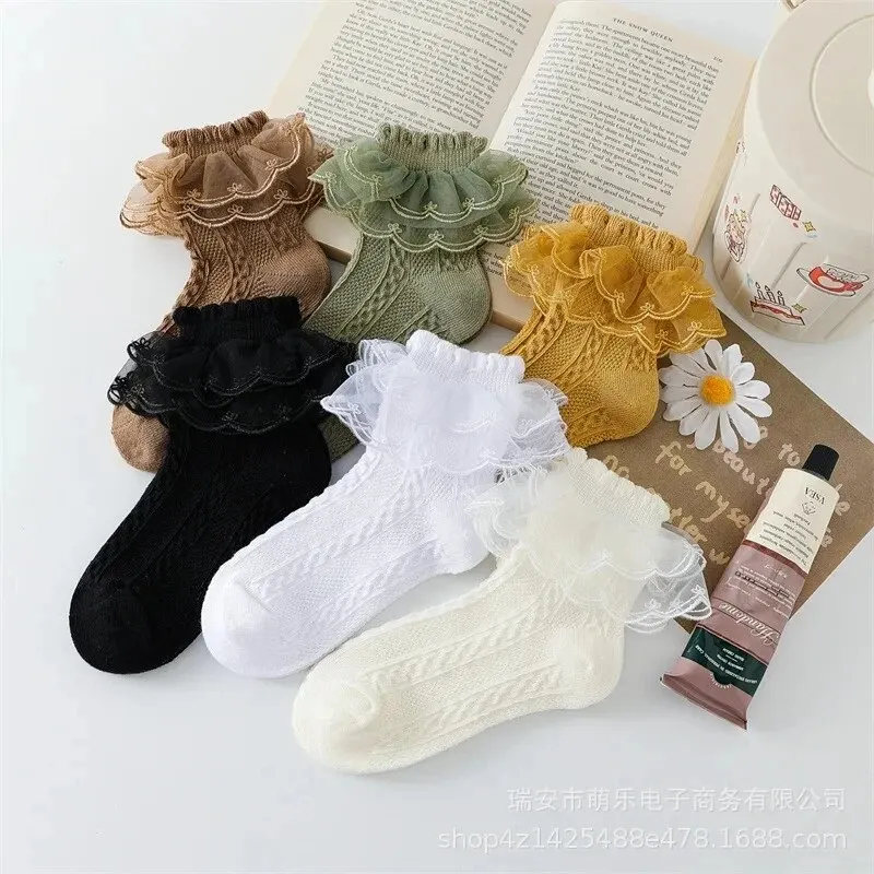 Calcetines de verano con volantes para niña – Algodón y encaje