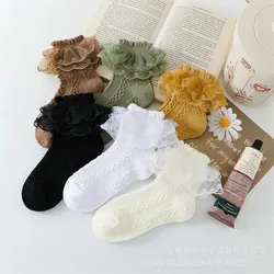 Calcetines de verano con volantes para niña – Algodón y encaje