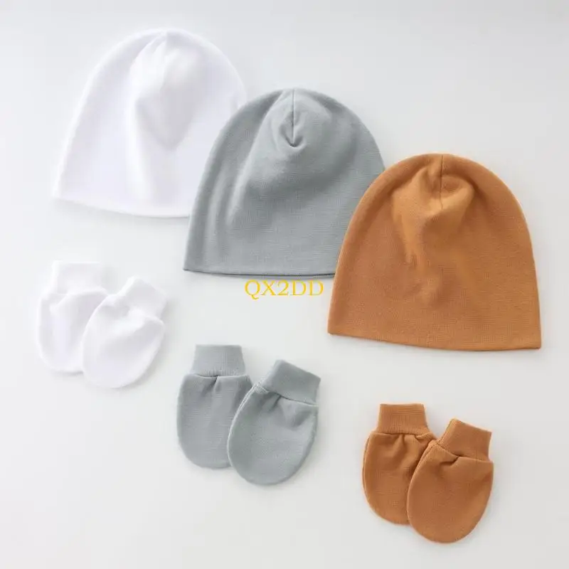 Gorrito transpirable y suave para recién nacido con manoplas - imagen 2