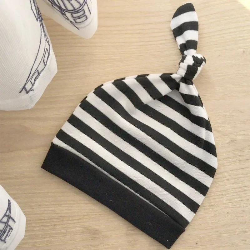 Gorro bebé a rayas ajustable de algodón suave con nudo - imagen 5