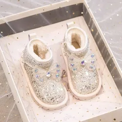 Botas de nieve infantiles de fondo plano, cálidas y cómodas