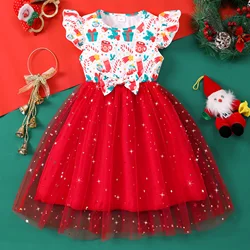 Vestido de gasa con lazo manga corta para niña – Verano