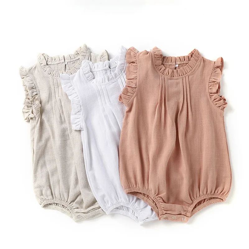 MILANCEL Mono de verano sin mangas para niñas – Lino transpirable