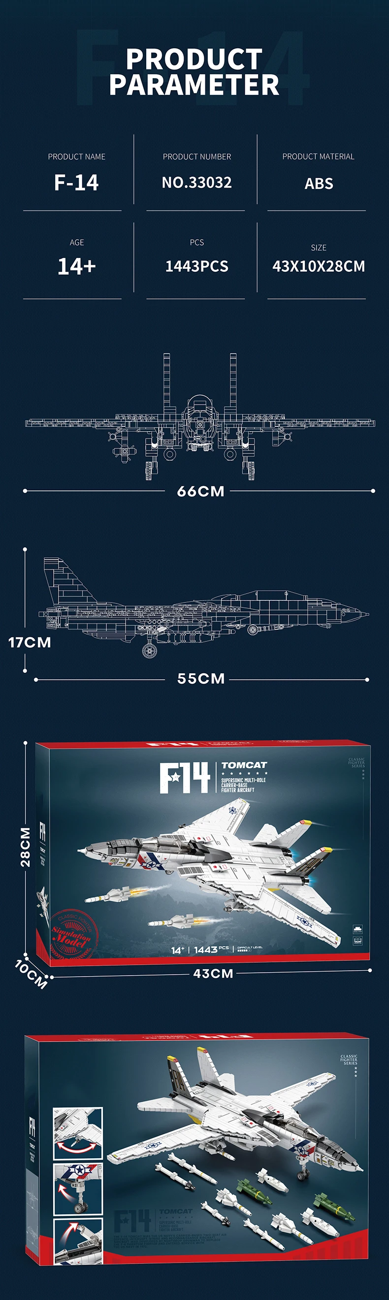 Vista del modelo en posición de vuelo