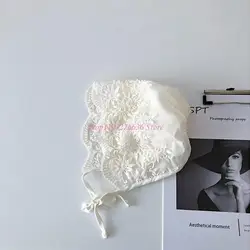 Gorro de encaje para recién nacido de algodón estilo princesa