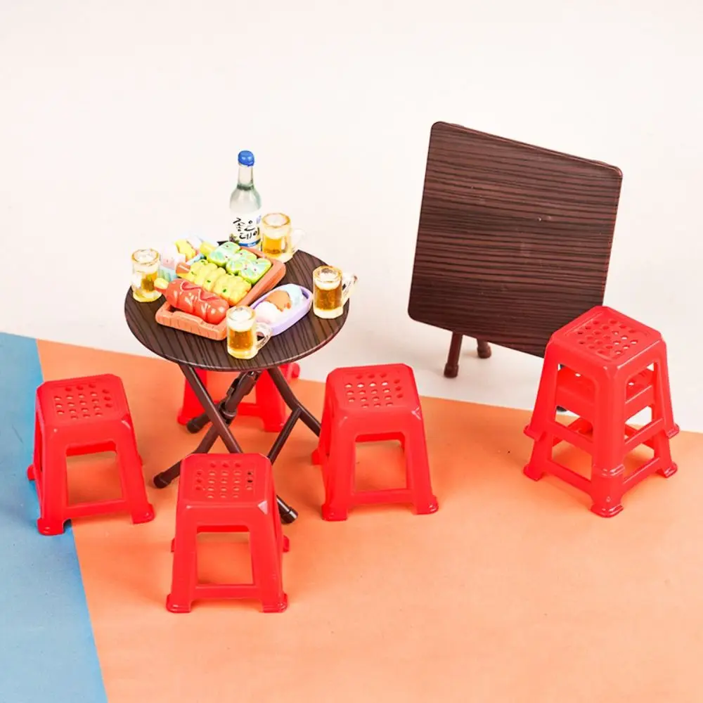 Mesa plegable para casa de muñecas miniatura comedor de plástico - imagen 4
