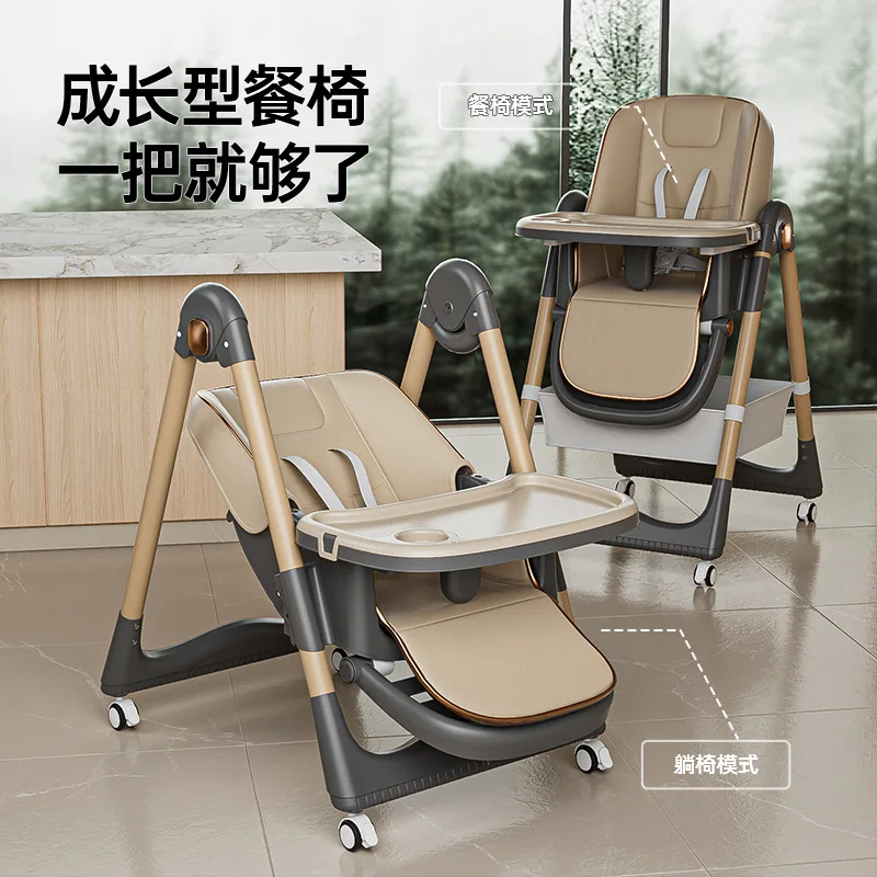 Silla alta de madera plegable multifuncional para comedor bebé - imagen 2