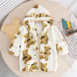 Abrigo con capucha y oso para niño y niña