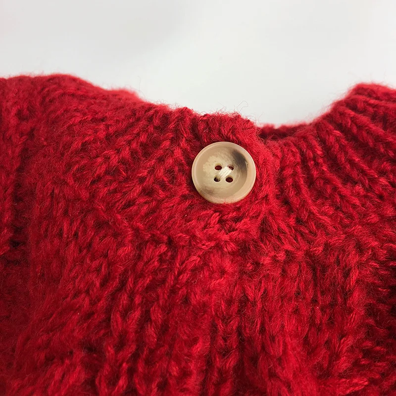 Tesoro Cárdigan de invierno para niña – Estilo coreano punto cáñamo - imagen 5