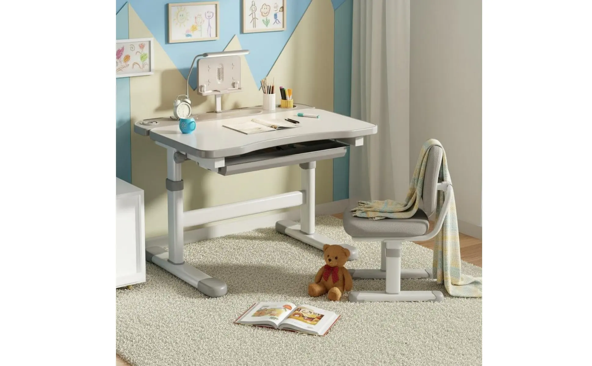 Juego de escritorio y silla ajustables para niños
