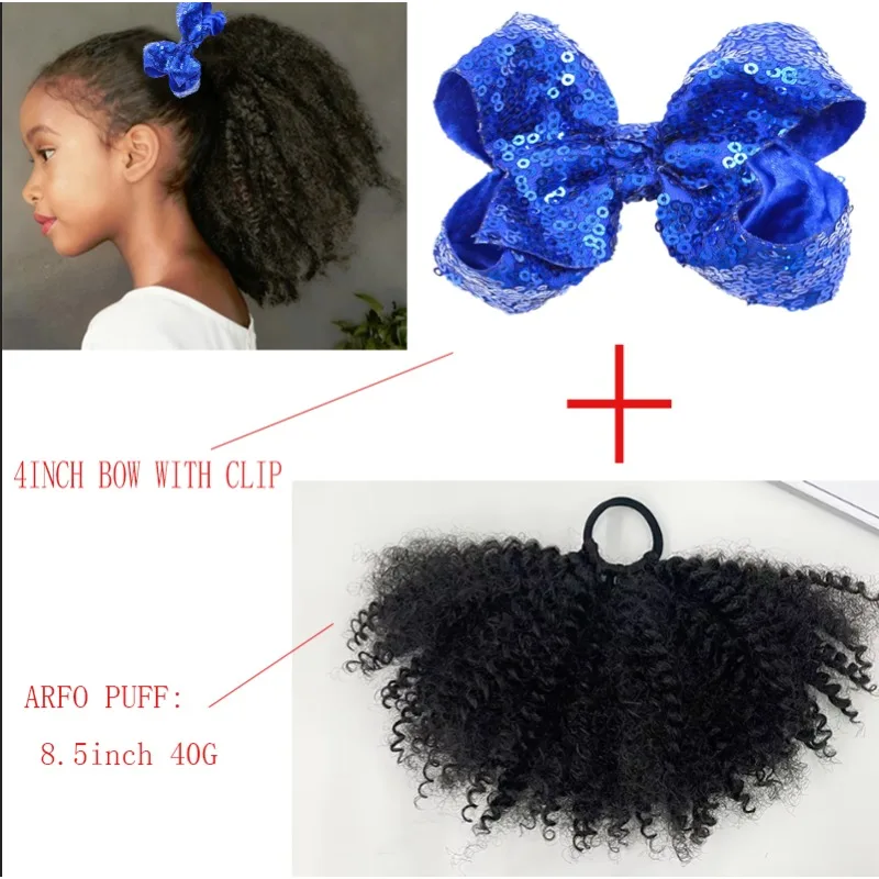 Clip cola de caballo Afro Kinky Marley con lentejuelas para niños