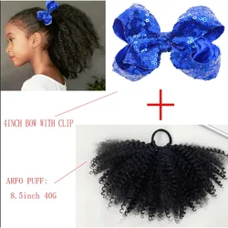 Clip cola de caballo Afro Kinky Marley con lentejuelas para niños