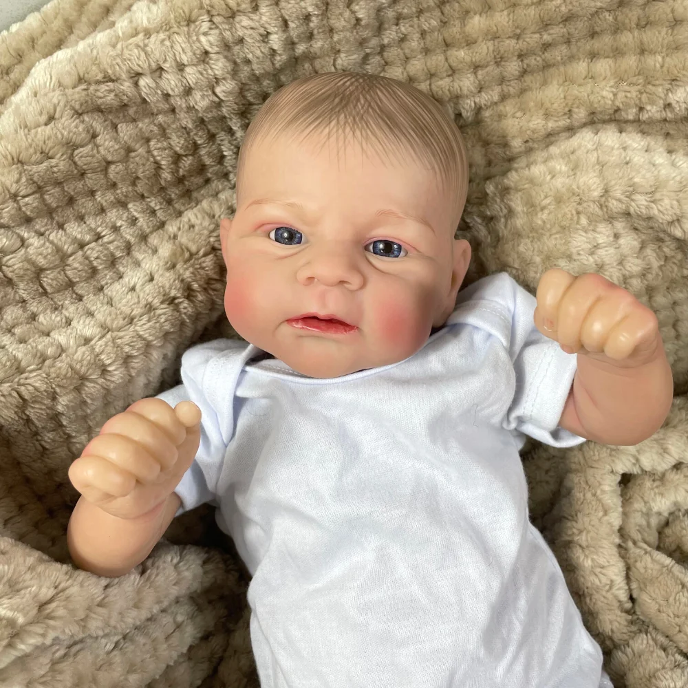 Muñeca Reborn Elijah recién nacida con pelo pintado y venas visibles - imagen 3