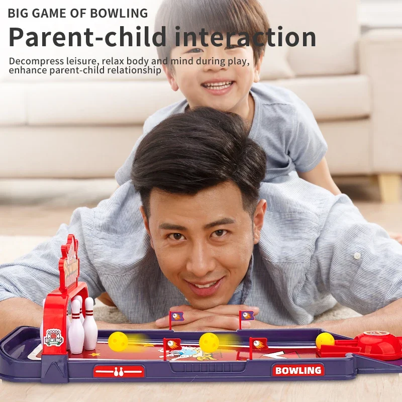 Juego de mesa de bolos y catapulta interactiva para niños