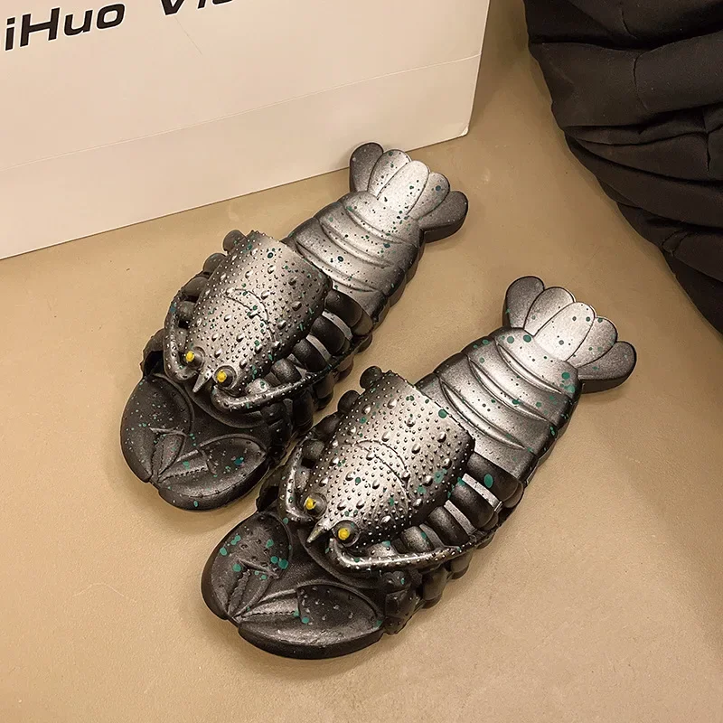 Chanclas de playa antideslizantes metalizadas con dibujos divertidos