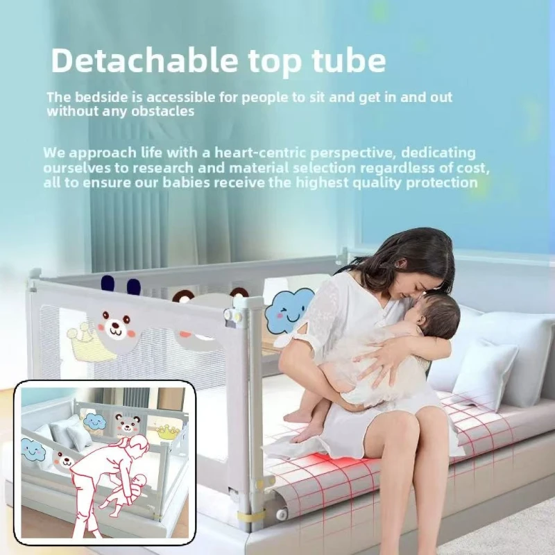 IMBABY Barandilla para cama de bebé plegable seguridad sin taladro - imagen 4
