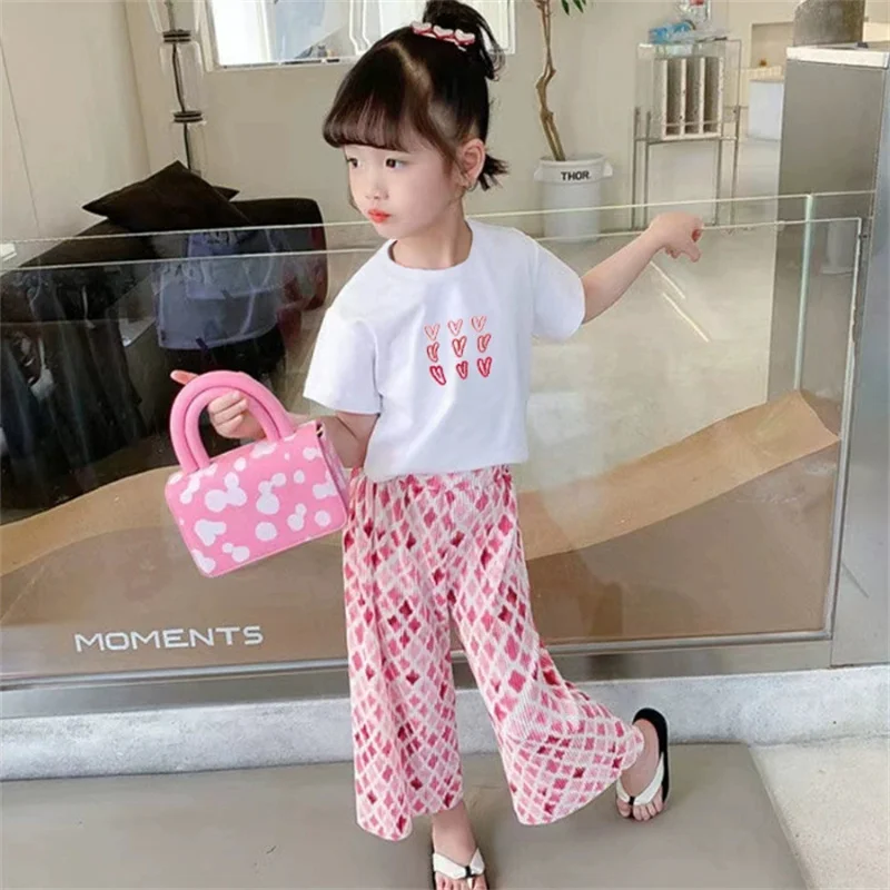 Conjunto de verano para niña con camiseta y pantalón informal finos - imagen 2