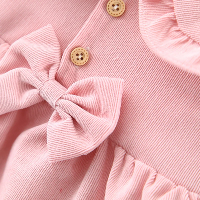 Vestido princesa rosa para niña - cuello de muñeca con lazo - imagen 4