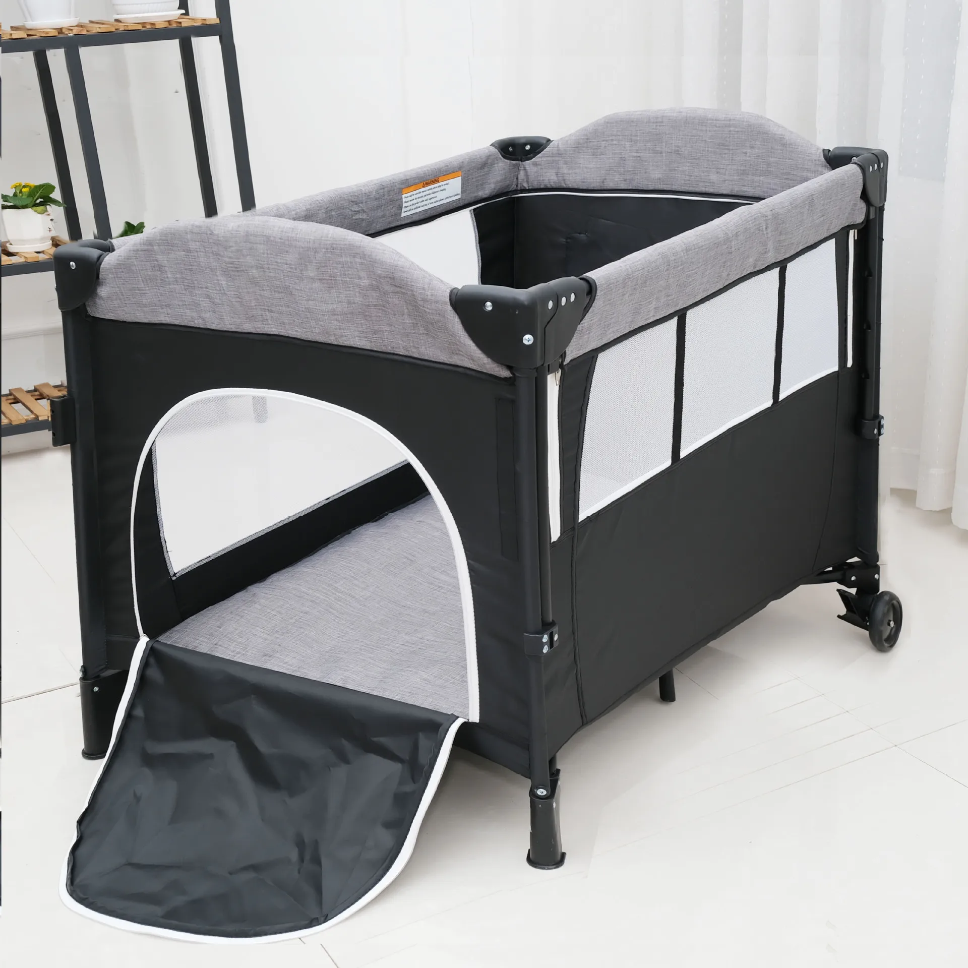 Cuna plegable bebé con cambiador móvil portátil multifuncional - imagen 5