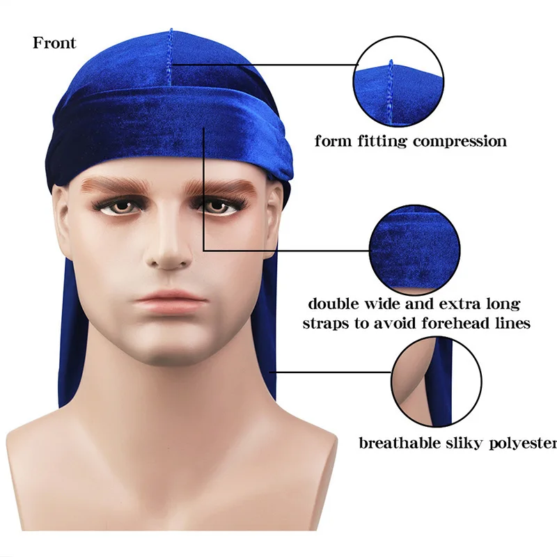 Durag de terciopelo con cola larga suave y transpirable - imagen 2