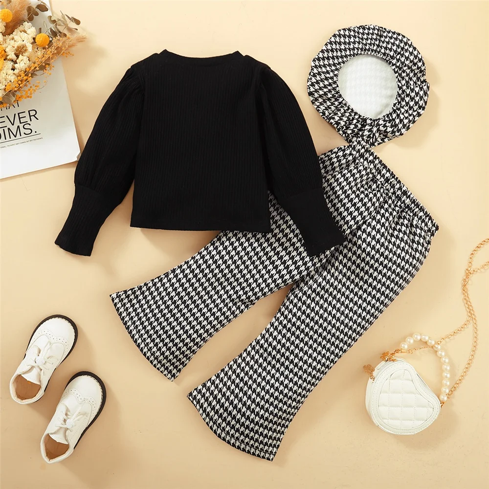 Conjunto niña estilo coreano manga larga corazón y pantalón a cuadros