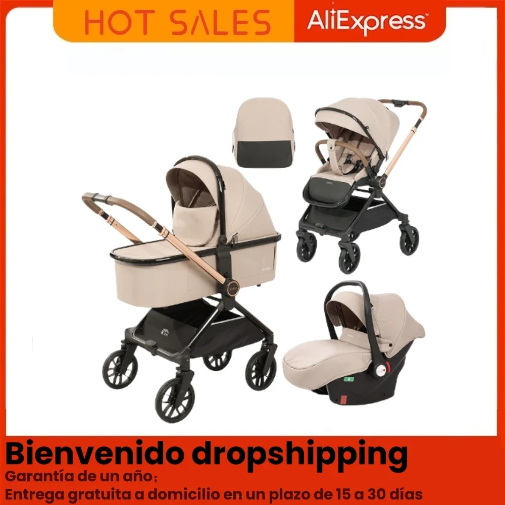 Cochecito 3 en 1 convertible con amortiguación para recién nacidos - imagen 3