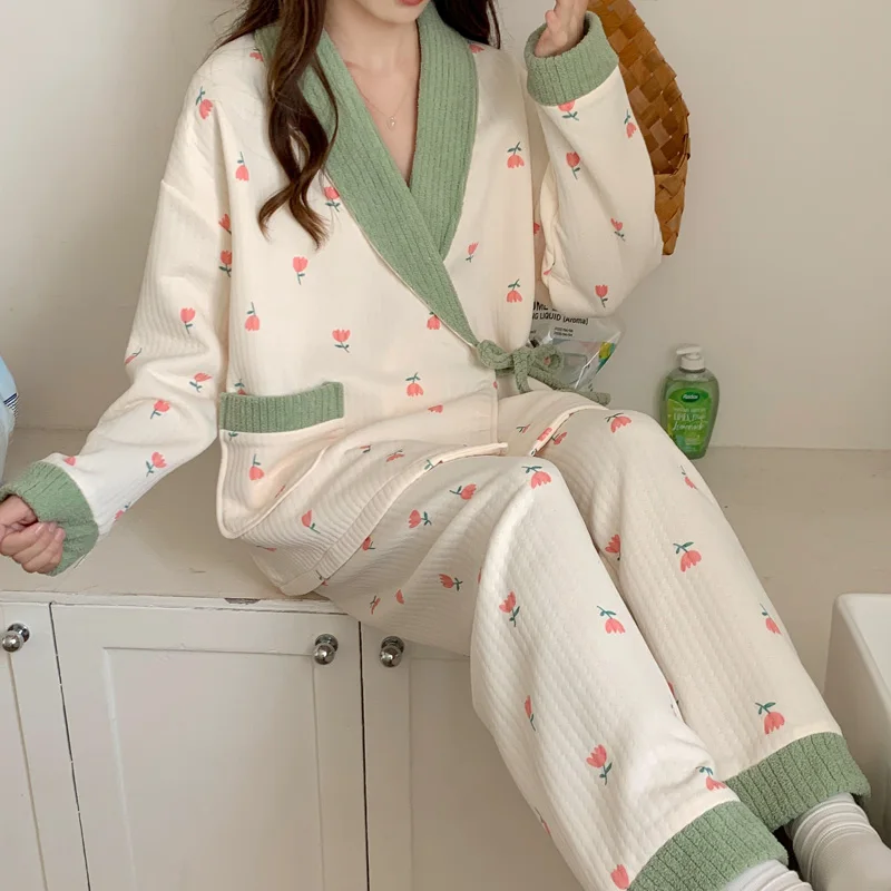 Pijamas maternidad acolchados algodón – Tallas grandes otoño invierno