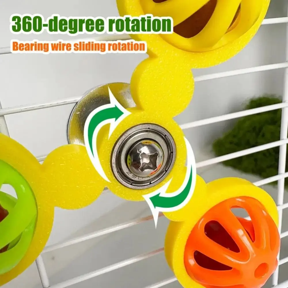 Rueda masticable para loros con campanas, giratoria e interactiva - imagen 5