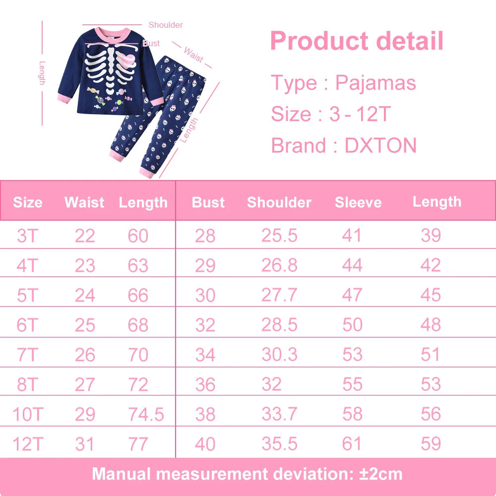 Pijama DXTON estilo esqueleto para niñas