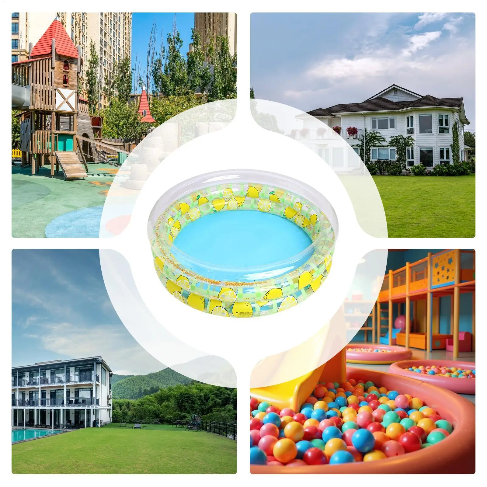 Piscina inflable redonda de PVC en el exterior