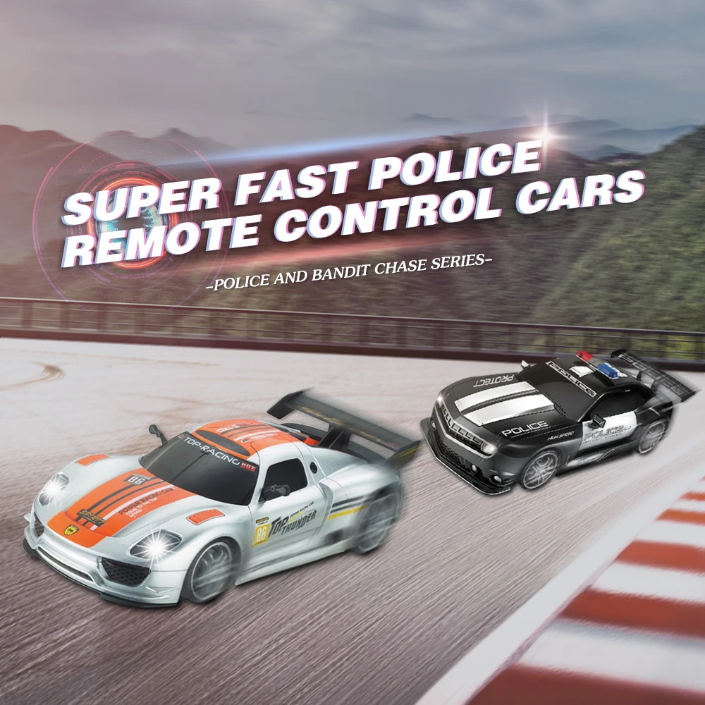 Coche RC de policía teledirigido con luces – Escala 1:12 - imagen 3