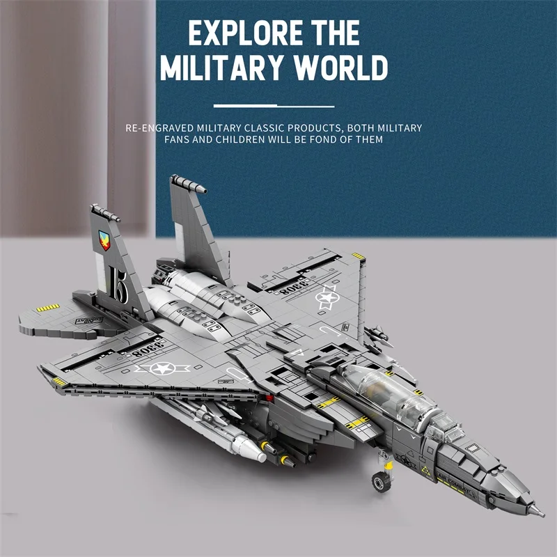 Avión militar F-15E Strike Eagle con bloques de construcción - imagen 2