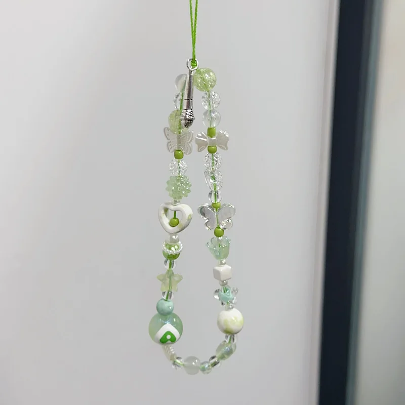 Cadena para teléfono móvil estilo lujoso verde con luz colgante - imagen 4