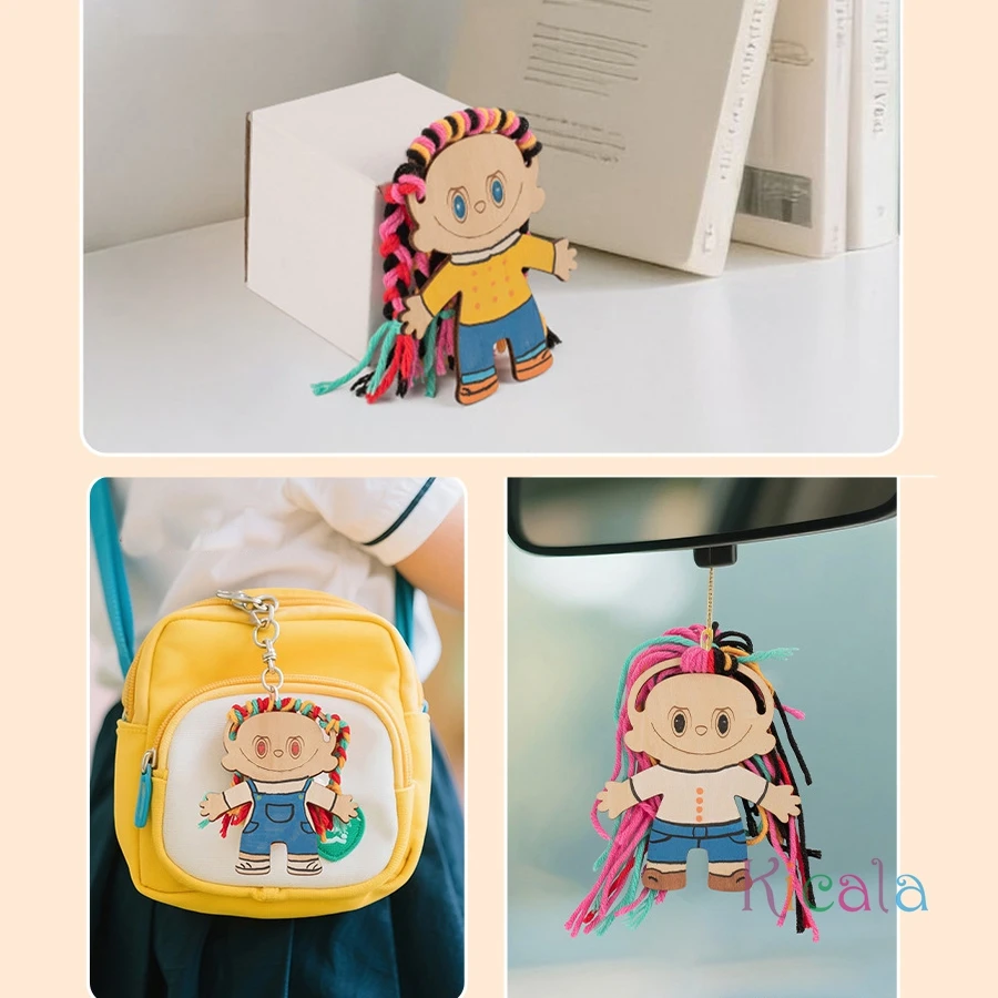 Kit de manualidades en madera para niñas con pelo trenzado - imagen 4