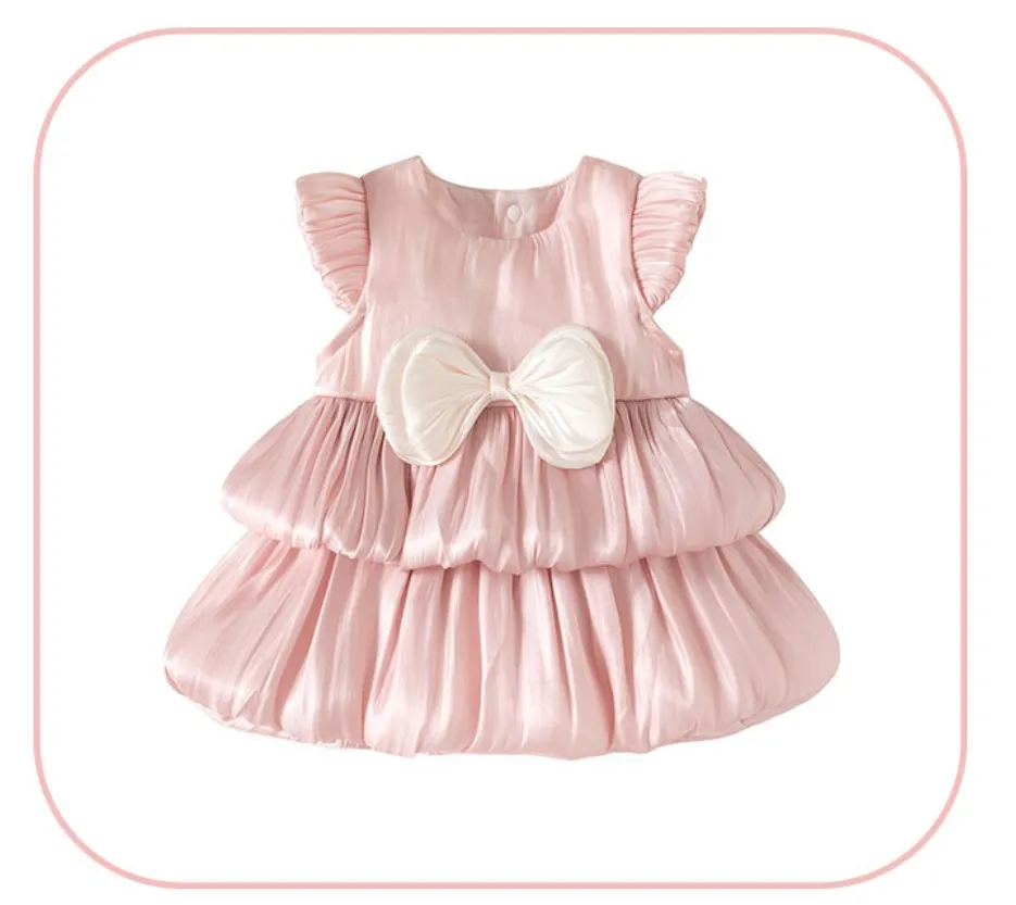 Vestido de verano estilo coreano con lazo y sin mangas