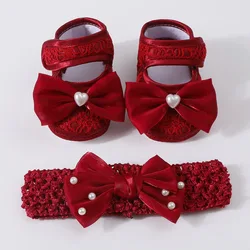 Zapatos antideslizantes para bebé antes de caminar con perlas