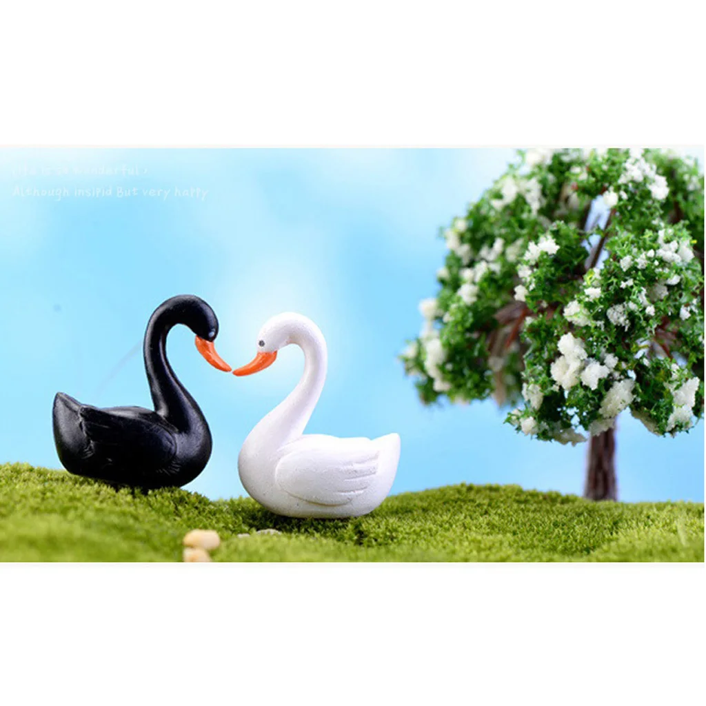 Figura de cisne de resina para jardín de hadas en microescena - imagen 5