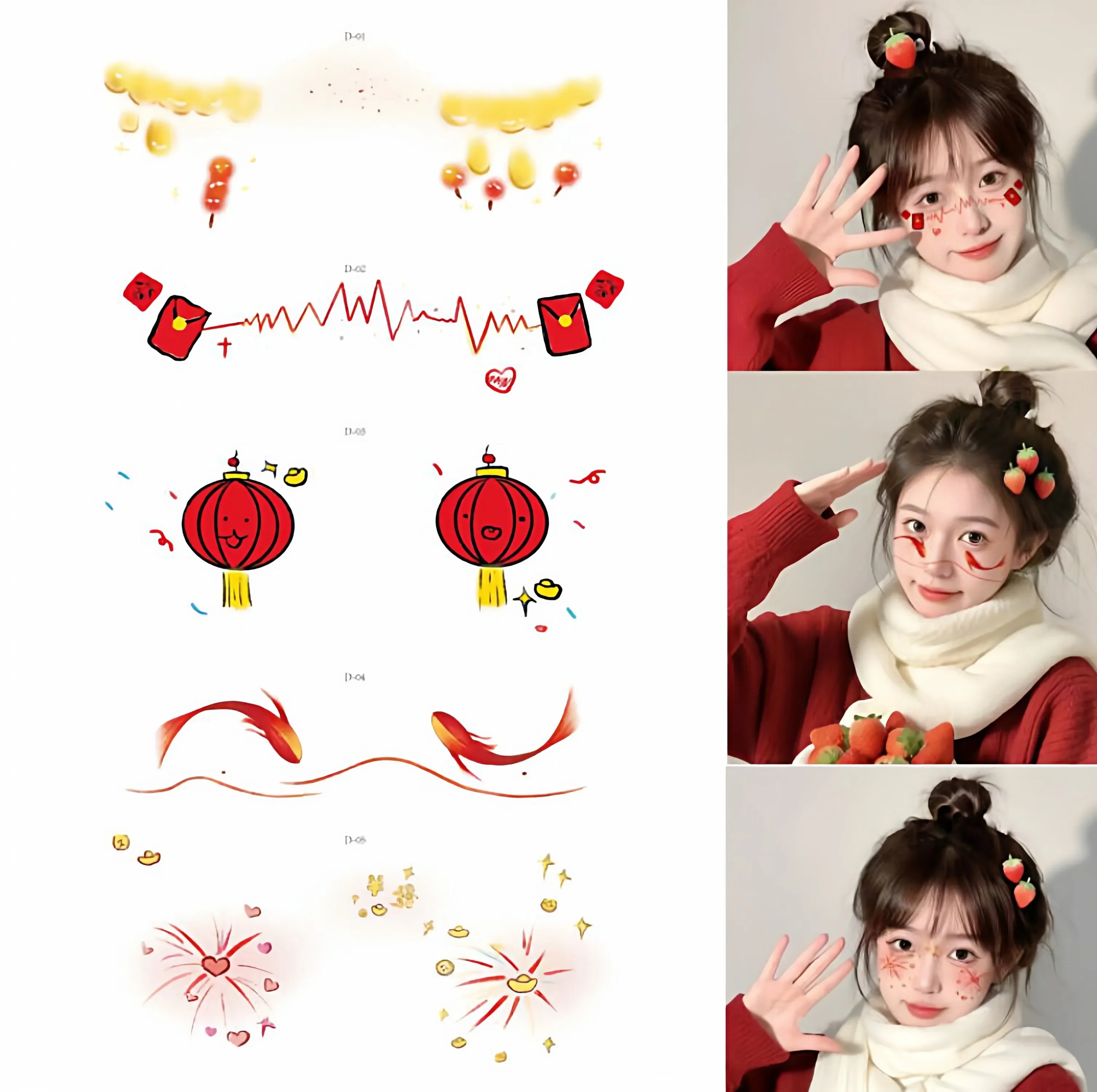 Pegatinas de tatuajes faciales navideños para niños