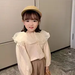 Chaqueta cárdigan niña con solapa de encaje – Otoño Invierno
