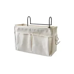 Organizador colgante de algodón y lino para dormitorio junto a la cama