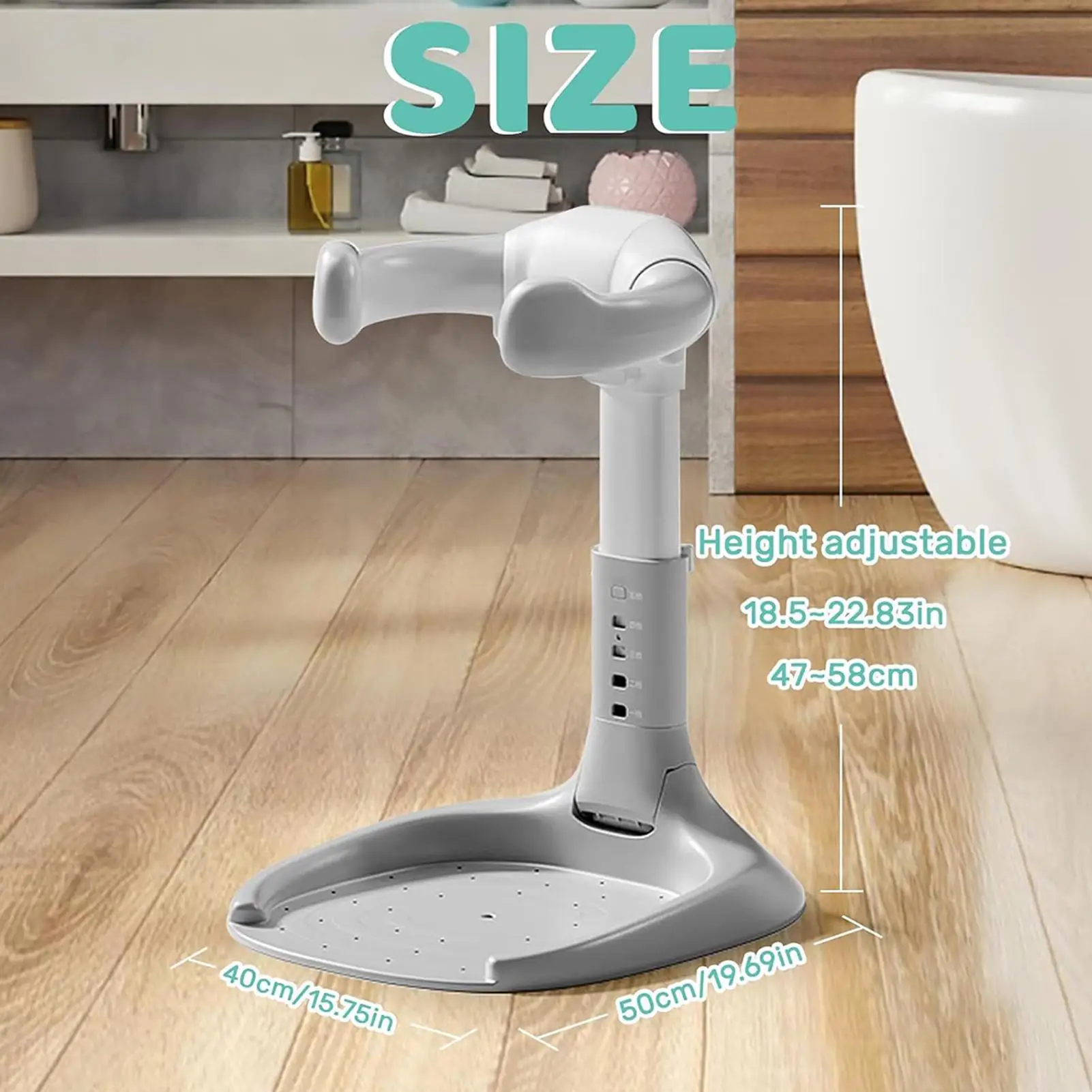 Soporte de baño para bebé ajustable con base antideslizante plegable para ducha y viaje - imagen 3