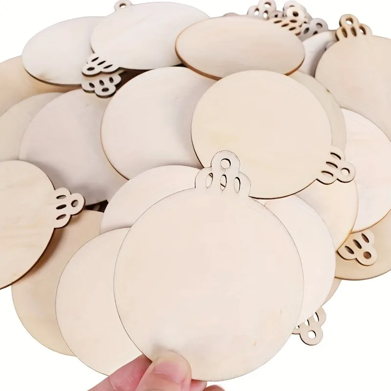 Discos de madera preperforados con hilo para manualidades navideñas - imagen 3