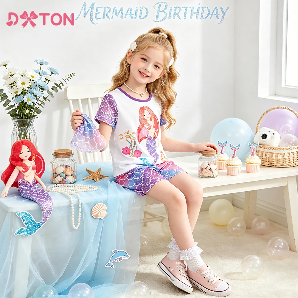 DXTON Conjunto de verano bebé: camiseta sirena y pantalón corto - imagen 5