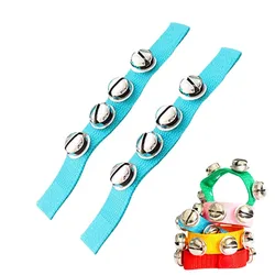 Cascabeles navideños azules con correas de tela para manualidades